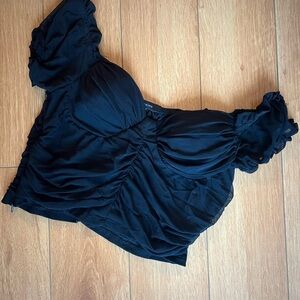 Elegant Black Ruched Women's Top